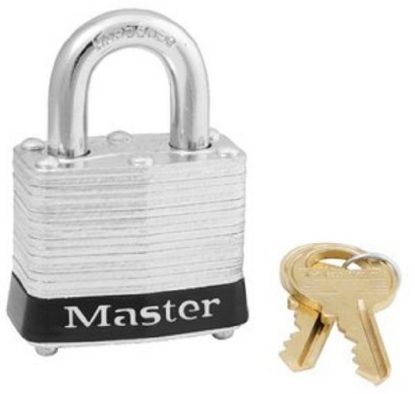 Picture of Master Lock® Laminated Steel Body Padlock W/Black Bum Part# - 3Kablk-0303