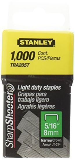 Picture of Stanley® 5/16" Narrow Light Dutystaples(1000/Pkg) Part# - Tra205T