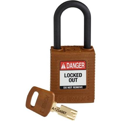 Picture of Brady® Nylon Padlock Brn 38Mm Pl Shkl  Kd Part# - Nyl-Brn-38Pl-Kd