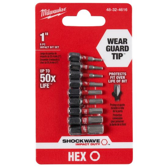 Picture of Milwaukee® Tool Shockwave Impact Hex Insert Bit Set -9Pc Part# - 48-32-4616