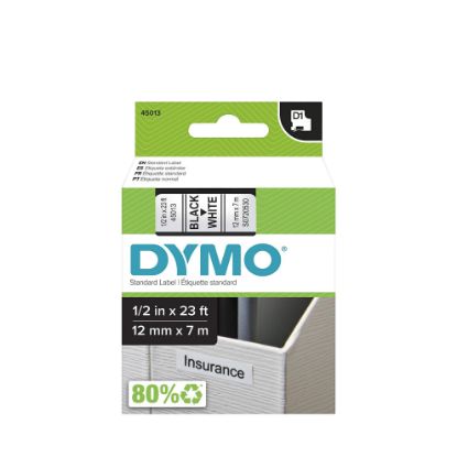 Picture of Dymo Dymo D1 0.5"X23' 12Mmx7Mblk/Wht Lable Tape Part# - 45013