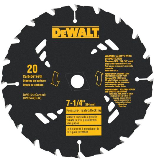 Picture of Dewalt® 7-1/4" 20T Atb Circularsaw Blade Pressure Tr Part# - Dw3574