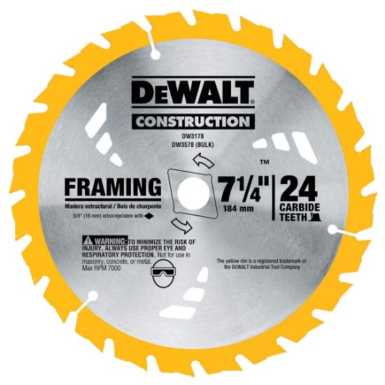 Picture of Dewalt® 7-1/4" 24T Thin Kerf Fra Part# - Dw3578B10