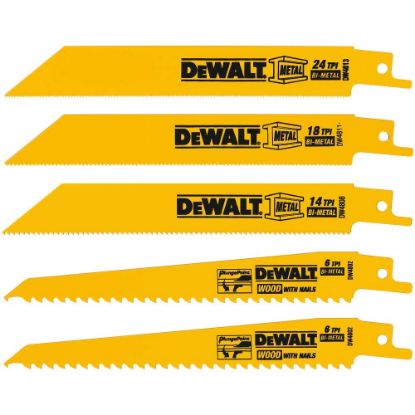 Picture of Dewalt® 5 Piece Bi-Metal Reciprocating Saw Blade Set Part# - Dw4857