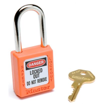 Picture of Master Lock® Orange Plastic Safety Padlock  Keyed Differently Part# - 410Orj