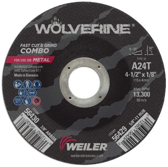 Picture of Weiler® 4-1/2 X 1/8 Wolv Ty27 Cut Whl  A24R  7/8 Ah Part# - 56430