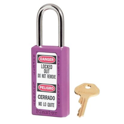 Picture of Master Lock® Purple Safety Padlock 3"Tall Xenoy Body. 1/4" Part# - 411Prp