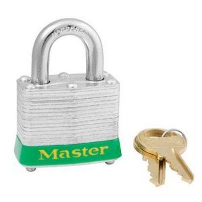 Picture of Master Lock® 4 Pin Tumbler Padlock Keyed Alike W/Grn Sft Bump Part# - 3Kagrn-2565