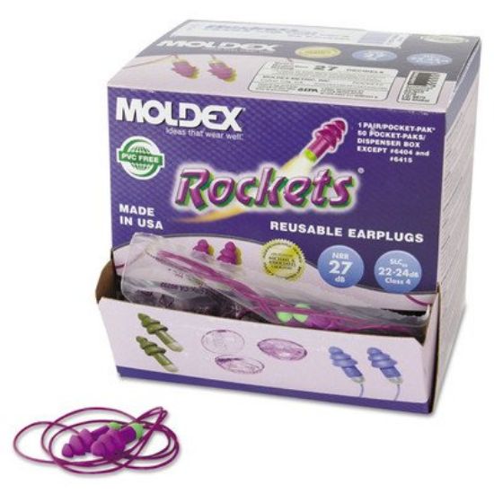 Picture of Moldex Rockets Reusable Earplugs Bagged Corded Nrr 27 Part# - 6404