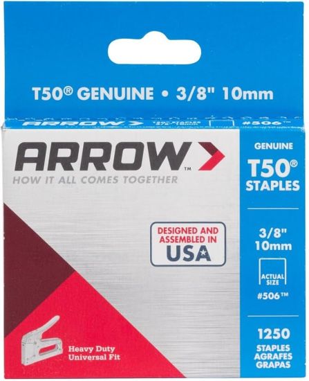 Picture of Arrow Fastener (Pack/1250) Staples 3/8In 10Mm T-50 Part# - 50624