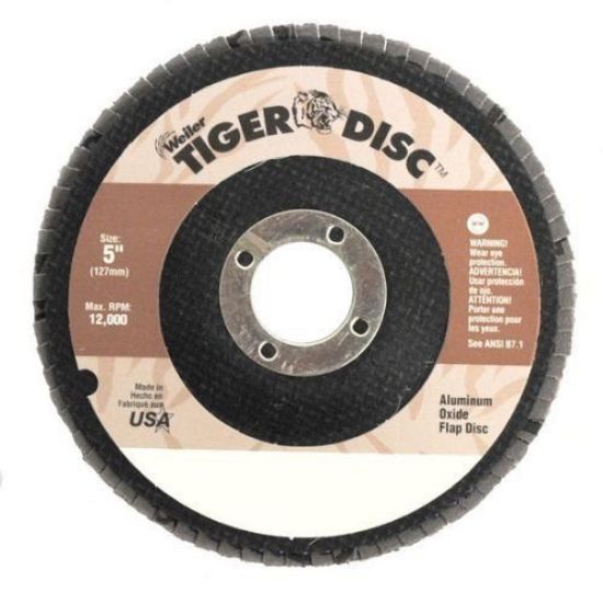 Picture of Weiler® 5" Tiger Abrasive Flap Disc-80Ao-7/8"A.H.-Angled Part# - 50575