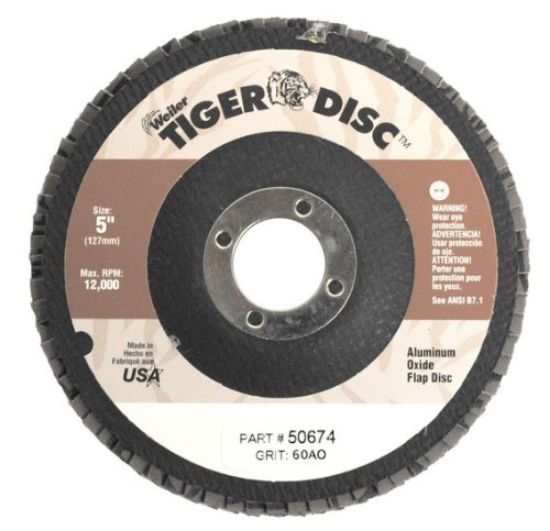 Picture of Weiler® 5" Tiger Disc Abrasive Flap Disc- 60Ao- 7/8"A.H. Part# - 50674