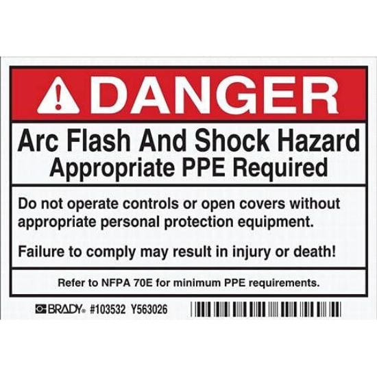 Picture of Brady® Dp- 3.5X5 Arc Flash & Shock Lbl Part# - 103532