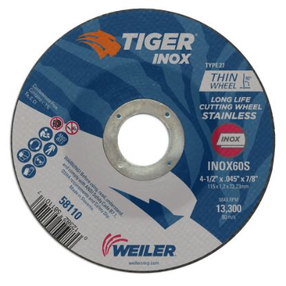 Picture of Weiler® 4-1/2 X 045 Tiger Inox Ty27 C-O Whl   7/8 Ah Part# - 58110