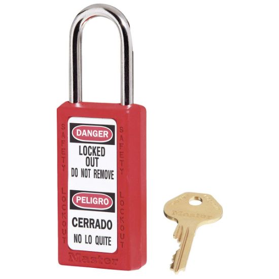 Picture of Master Lock® 6 Pin Tumbler Padlock Keyed Diff. Safety Lock Part# - 411Red