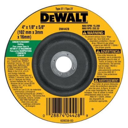 Picture of Dewalt® 4"X1/8"X5/8" Masonry Dcwwheel Part# - Dw4428