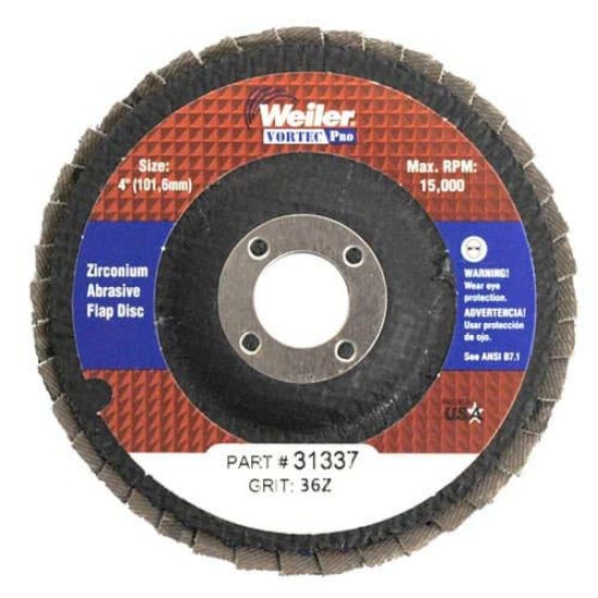 Picture of Weiler® 4" Wolverine Flap Disc 36Z  5/8" Arbor Hole Part# - 31337