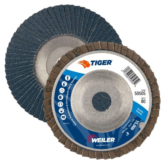 Picture of Weiler® 4" Tiger Abrasive Flap Disc 80-Grit 5/8 Part# - 50505