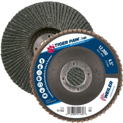 Picture of Weiler® 4-1/2" Tiger Paw Super High Density Flap Disc  F Part# - 51162