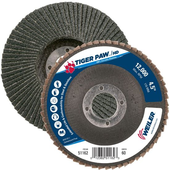 Picture of Weiler® 4-1/2" Tiger Paw Super High Density Flap Disc  F Part# - 51162