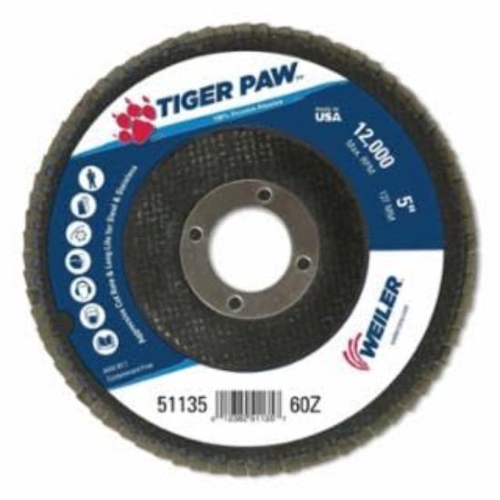 Picture of Weiler® 5" Tiger Paw Abrasive Flap Disc  Angled  Phenoli Part# - 51135