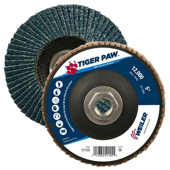 Picture of Weiler® 5" Tiger Paw Abrasive Flap Disc  Angled  Phenoli Part# - 51155