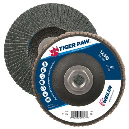 Picture of Weiler® 5" Tiger Paw Abrasive Flap Disc  Angled  Phenoli Part# - 51157