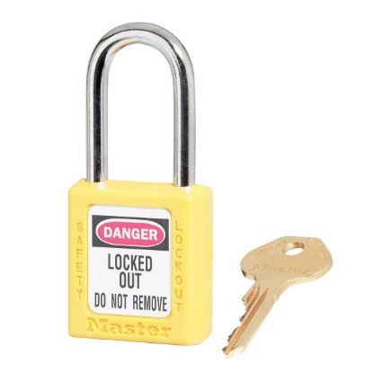 Picture of Master Lock® Yellow Plastic Safety Padlock  Keyed Differently Part# - 410Ylw