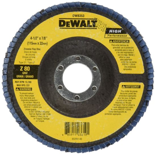 Picture of Dewalt® 4-1/2" X 7/8" 80G Type 27 Hp Flap Disc Part# - Dw8353