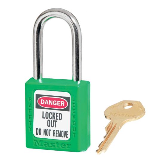 Picture of Master Lock® Green Plastic Safety Padlock  Keyed Differently Part# - 410Grn