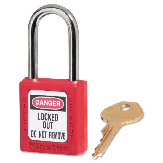 Picture of Master Lock® Red Plastic Safety Padlock  Keyed Differently Part# - 410Red