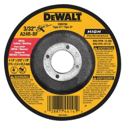 Picture of Dewalt® 4 1/2In X 3/32In X 7/8Inabrasive Part# - Dw8750