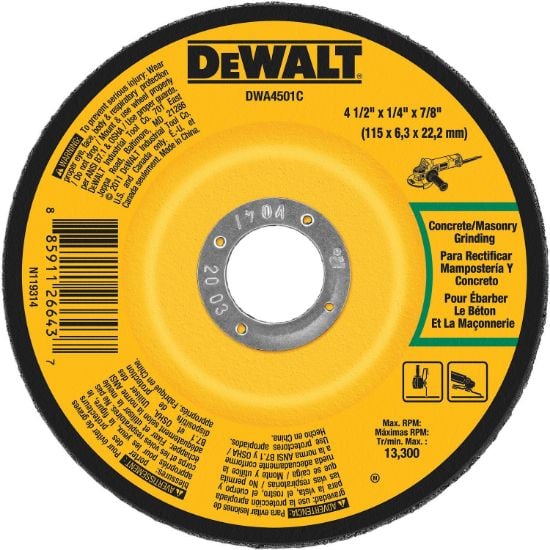 Picture of Dewalt® 4-1/2 X 1/4 X 7/8In Concrete/Masonry Gr Part# - Dwa4501C