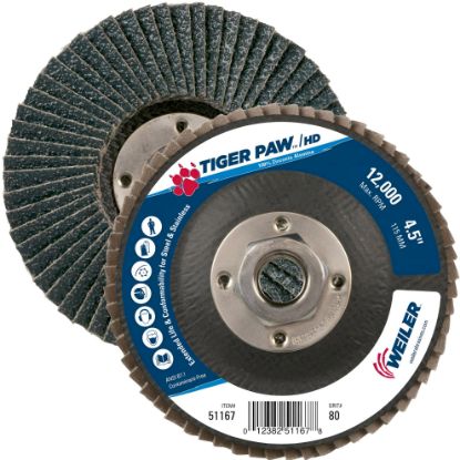 Picture of Weiler® 4-1/2" Tiger Paw Super High Density Flap Disc  F Part# - 51167