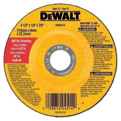 Picture of Dewalt® 4-1/2"X1/4"X7/8" A24R 12 Part# - Dw4514