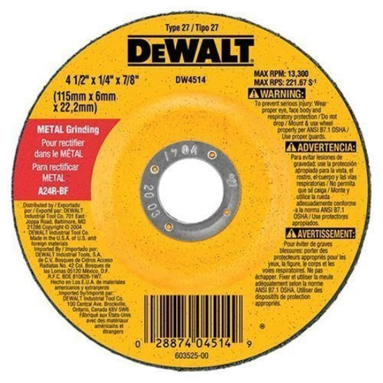 Picture of Dewalt® 4-1/2"X1/4"X7/8" A24R 12 Part# - Dw4514