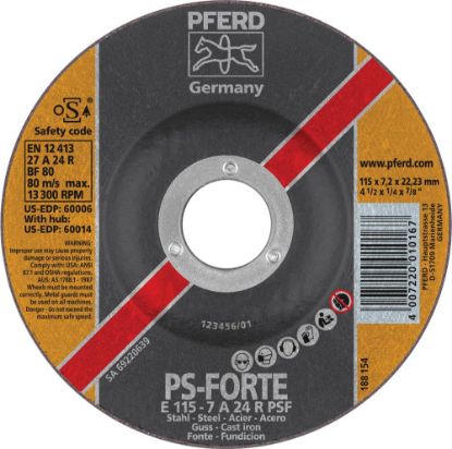 Picture of Pferd 4-1/2"X1/4" Grinding Wheel  7/8" Thd. Type 27 Part# - 60006