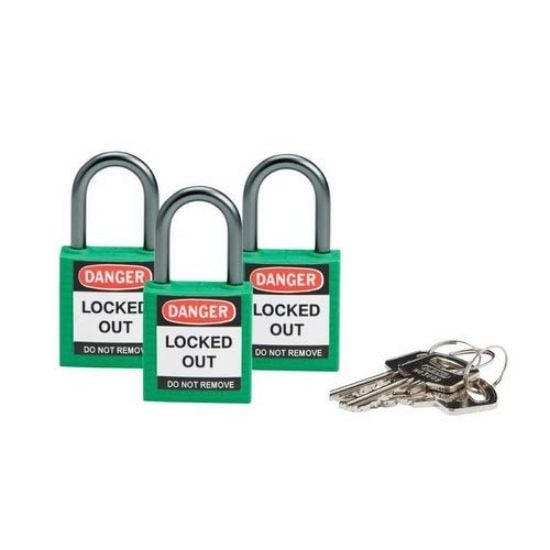 Picture of Brady® Compact Safety Padlock Green Ka 3/Pk Part# - 118955