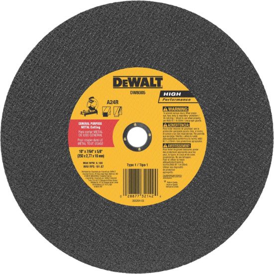 Picture of Dewalt® 10"X7/64"X5/8" Generalpurpose Chop Saw Wheel Part# - Dw8005