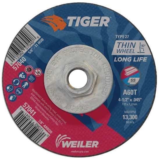 Picture of Weiler® 4-1/2 X 045 Tiger Ty27C-O Whl  A60T  5/8-11 Ah Part# - 57040