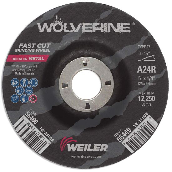 Picture of Weiler® 5 X 1/4 Wolv Ty27 Grindwhl  A24R  7/8 Ah Part# - 56466