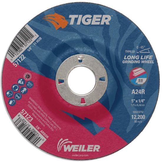 Picture of Weiler® 5 X 1/4 Tiger Ty27 Grindwhl  Ao  7/8 Ah Part# - 57123