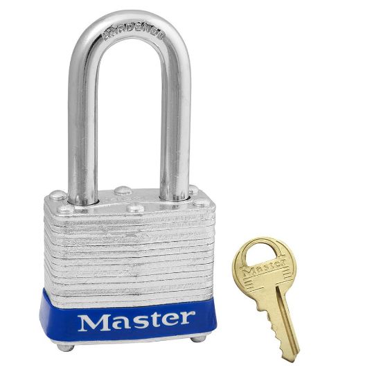 Picture of Master Lock® 4 Pin Tumbler Padlock Keyed Alike W/Blue Bumper Part# - 3Kalfblu-0559