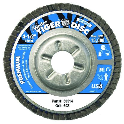 Picture of Weiler® 4-1/2"Dia. 60Grit Flap Wheel 7/8"Arbor H Part# - 50514