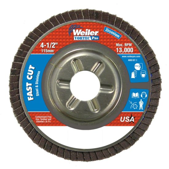 Picture of Weiler® 4-1/2" Wolverine Flap Disc 36Z  7/8" Arbor Hole Part# - 31307