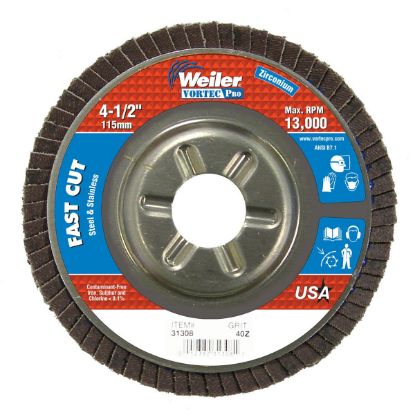 Picture of Weiler® 4-1/2" Wolverine Flap Disc 40Z  7/8" Arbor Hole Part# - 31308