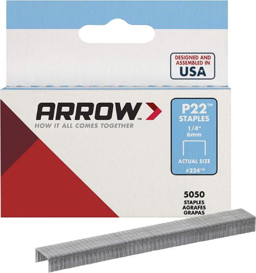 Picture of Arrow Fastener 02214 P22 Staples 1/4"5000/Box Part# - 224