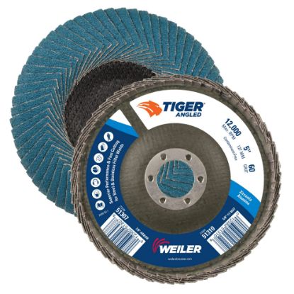 Picture of Weiler® 5" Tiger Angled Flap Disc  60Z  7/8" A.H. Part# - 51307