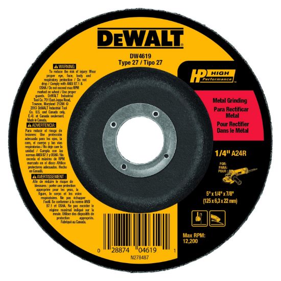 Picture of Dewalt® 5"X1/4"X7/8" A24R 10-850 Part# - Dw4619