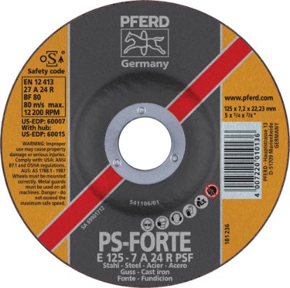 Picture of Pferd 5" X 1/4" Grinding Wheel  7/8" Thd. Type 27 Part# - 60007